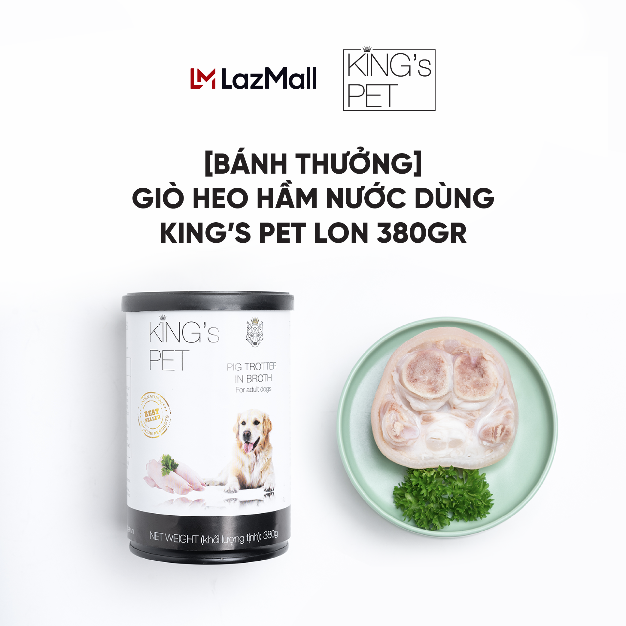 Bánh Thưởng Giò Heo Hầm Nước Dùng King s Pet Lon 380g - Thức Ăn Cho Chó