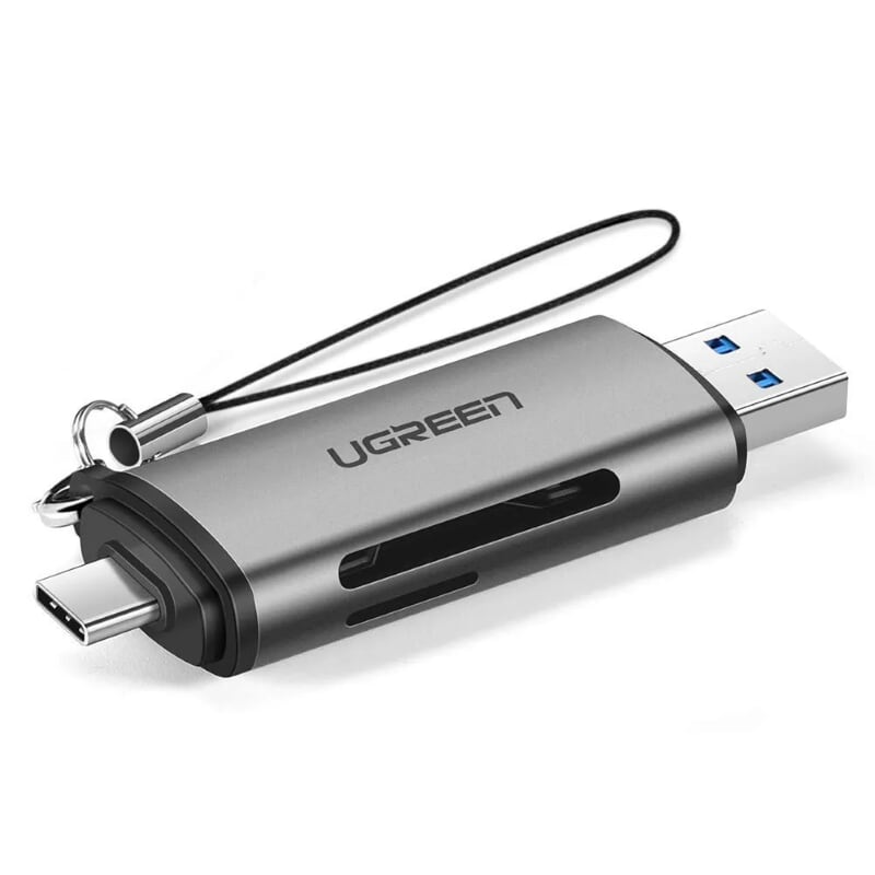Ugreen 50706 Màu Xám Đầu đọc thẻ nhớ TYPE C + USB 3.0 sang TF + SD CM184