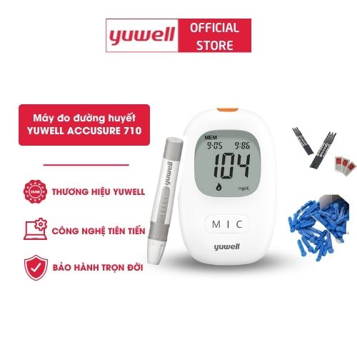 Máy đo đường huyết/ máy đo tiểu đường Yuwell Accusure 710 (Model mới) [[Tặng kèm 10 kim+ 10 que thử đường huyết]]