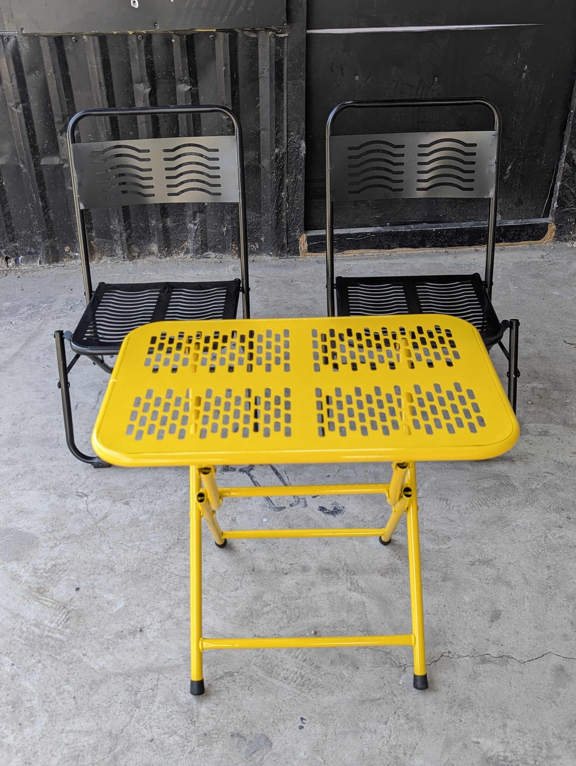 Full Iron Folding Chair - All Colors (Combo of 2 Chairs + 1 Cnc Table)