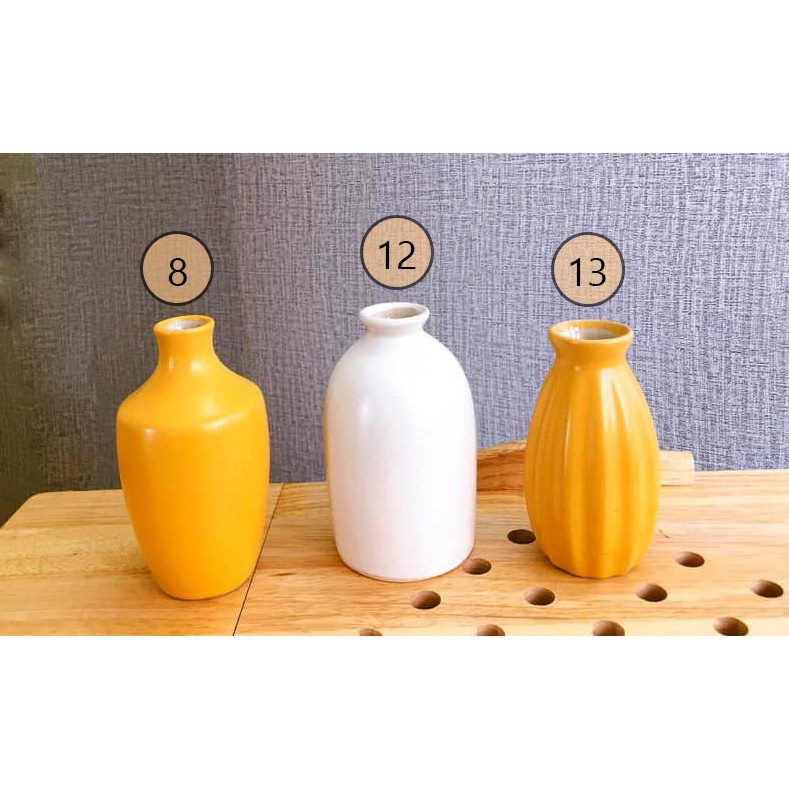 BÌNH GỐM - [BỘ 1] - lọ hoa MINI - decor - gốm sứ bát tràng- hoa khô- [201]