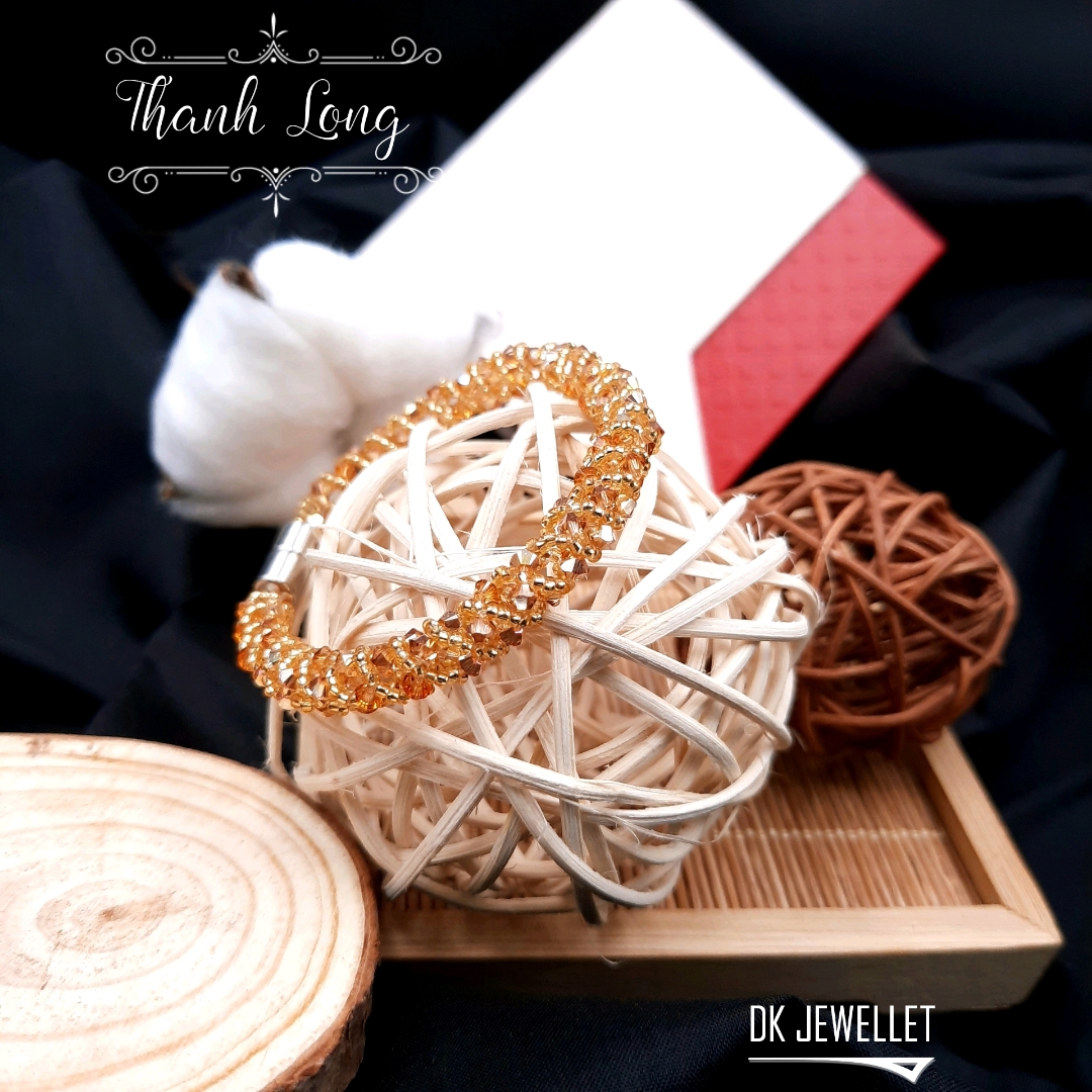 Vòng tay nữ Pha lê Áo vàng 4li