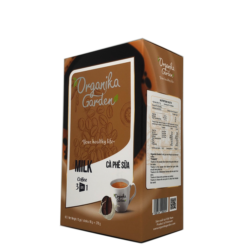 Cà Phê Organika Garden - cà phê sữa (18gr x 15 gói)/ hộp