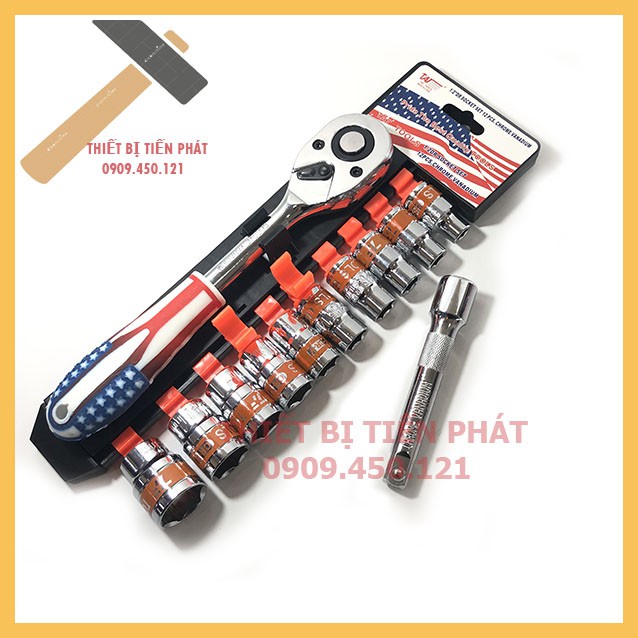 [HCM]Trọn Bộ Tuýp Khẩu 10 Món 1/2 Cần Tự Động TAT Tặng Kèm Thanh Nối Dài 1/2 Chính Hãng