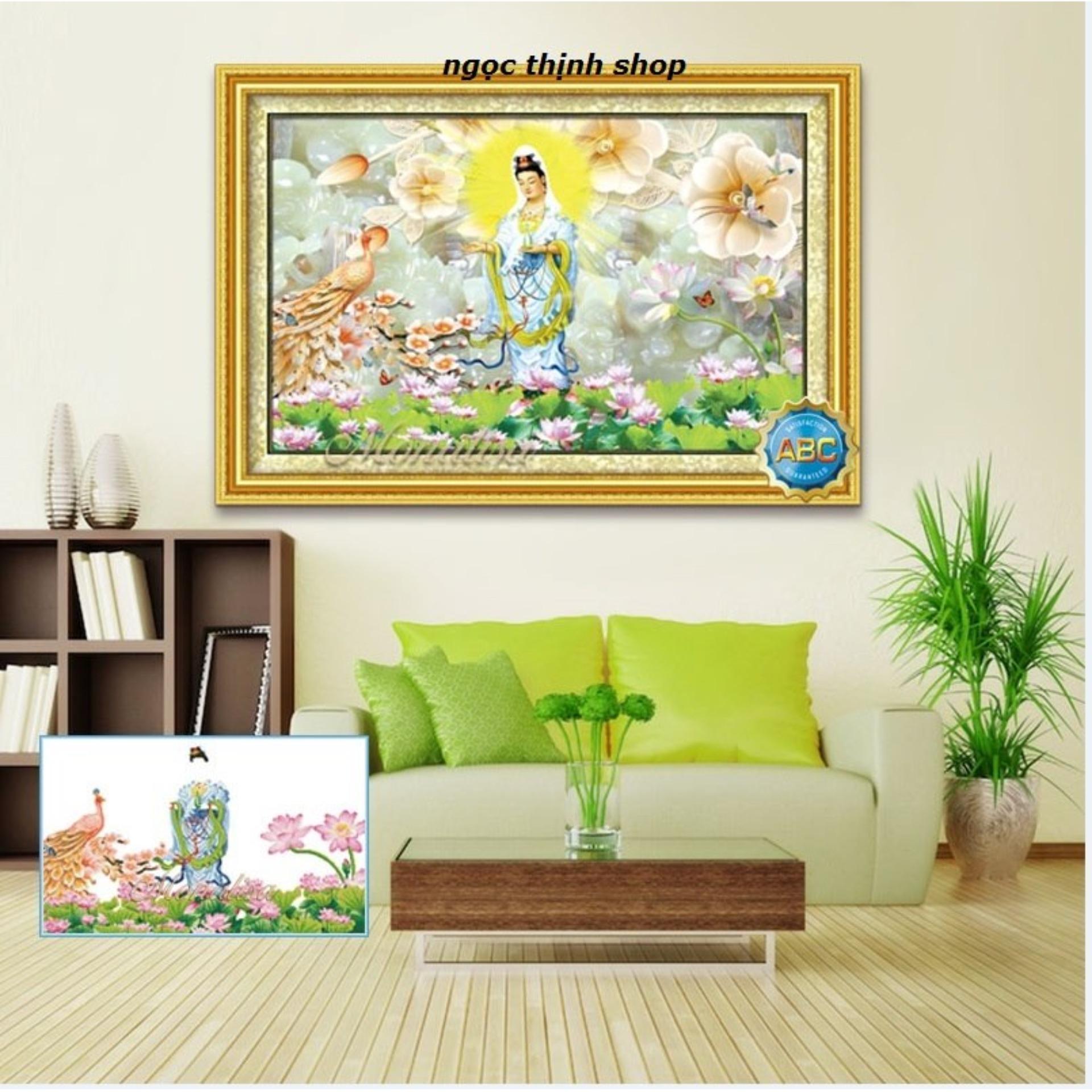 Tranh chấm hạt,  đính đá,  chấm đá, tranh cườm cao cấp phật bà Y8249