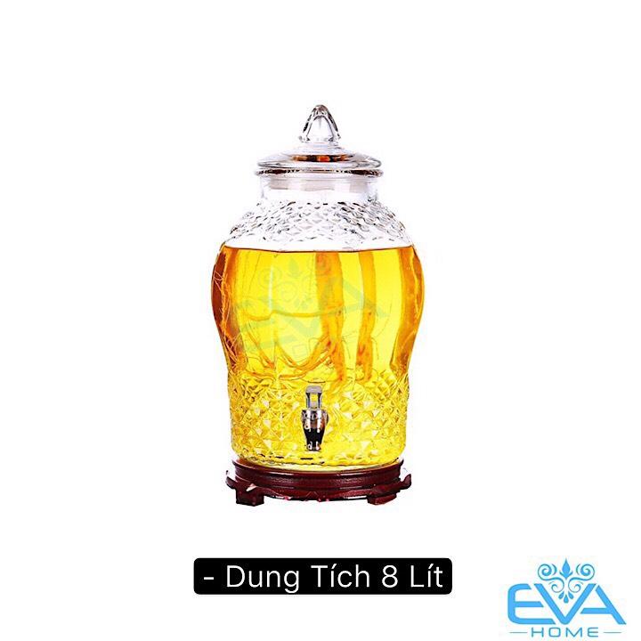 Bình Ngâm Thủy Tinh 8 Lít Có Van Dáng Chum Hoạ Tiết Kim Cương 8833 - 8LV