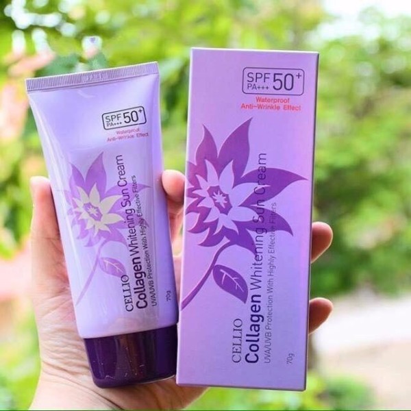Kem chống nắng Cellio Collagen Whitening Sun Cream SPF50 PA+++ chính hãng Hàn Quốc 70g Bảo Vệ Tuyệt Đối Làn Da Trước Bức Xạ Mặt Trời cao cấp