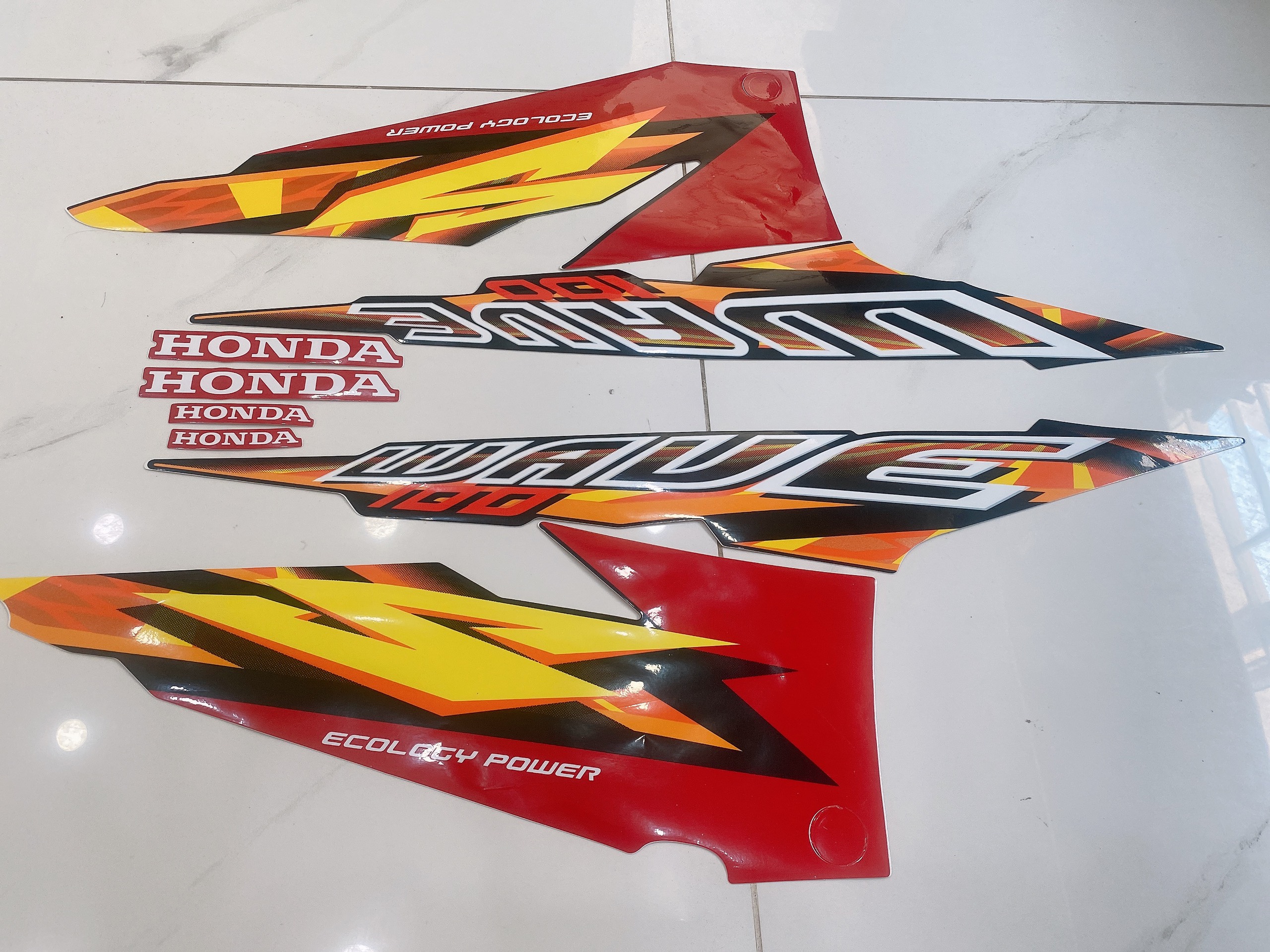 Trọn bộ tem rời dán xe máy 3 lớp Honda Wave S 100 đời 2004 màu đỏ
