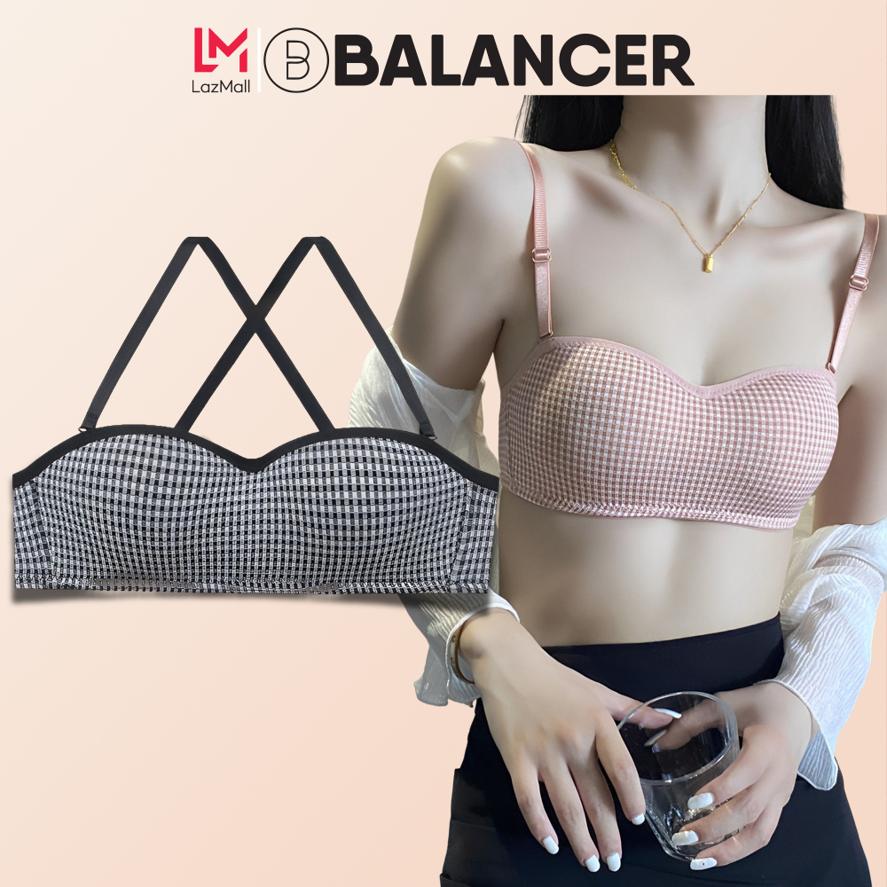 Bra without underwire padding bra slim dress set after motifs checkerboard dynamic Balancer-2820