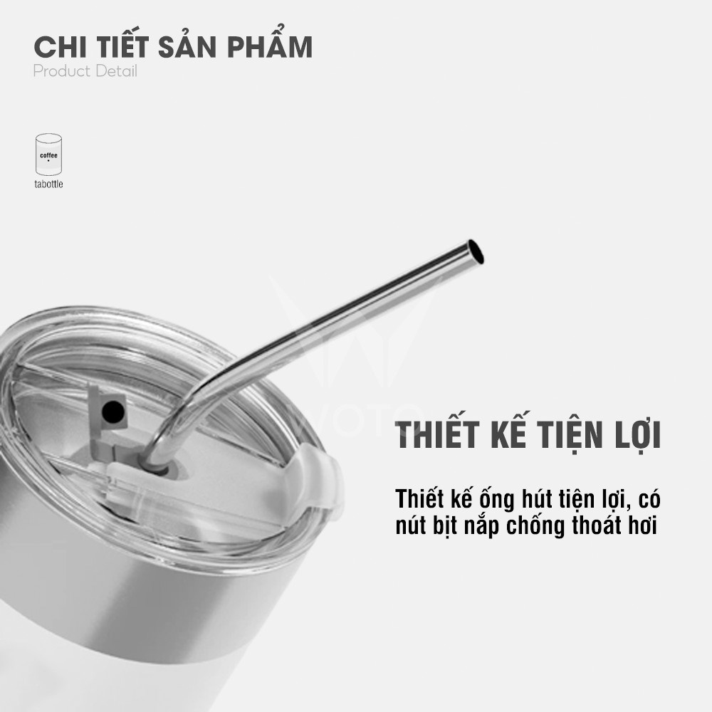 Ly Giữ Nhiệt Iced Americano Inox 304 Thể Tích 600ml - Cốc Nước Giữ Nhiệt Có Ống Hút Tiện Lợi
