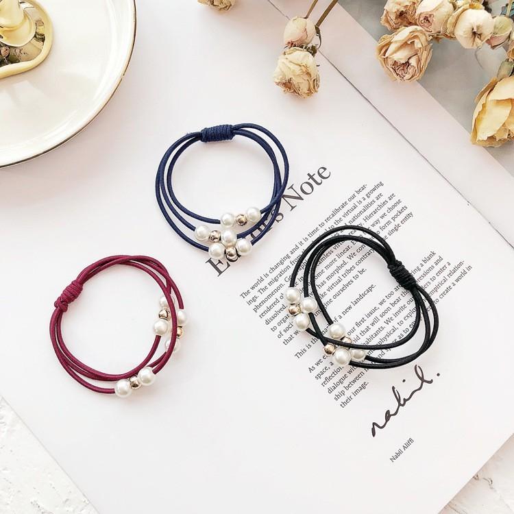 COMBO 05 CỘT TÓC MIX NGỌC 3 VÒNG SẮC MÀU