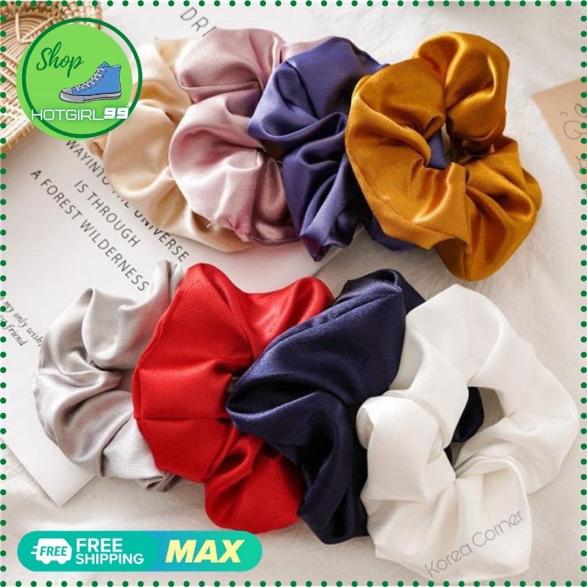 Buộc tóc Scrunchies ,dây cột tóc vải phi bóng siêu dễ thương, dây cột tóc lưới phi bóng thời trang 8 màu - CTPB01 - Hotgirl 99