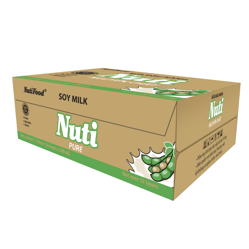 Thùng 36 Hộp Sữa đậu nành Nuti Nguyên Chất Hộp 200ml