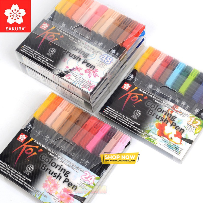 Bút cọ gốc nước sakura koi brush pens 12/24/48 màu