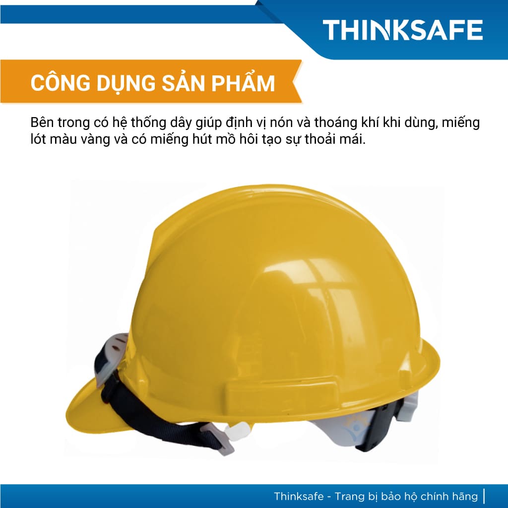Nón bảo hộ lao động Thùy Dương N20 - Mũ bảo hộ chống va đập trọng lượng nhẹ - Bảo hộ Thinksafe