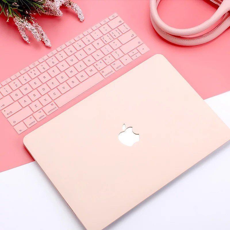 Combo Case ,Ốp + Phủ Phím Macbook Hồng Pastel ( Tặng Nút Chống Bụi )