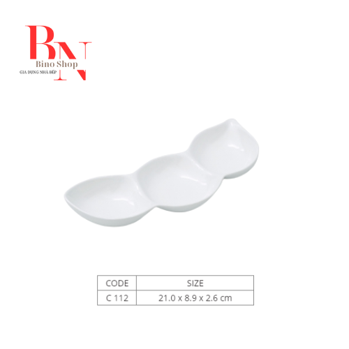 Chén Chấm Ba Ngăn Horeca Melamine Cao Cấp- C112