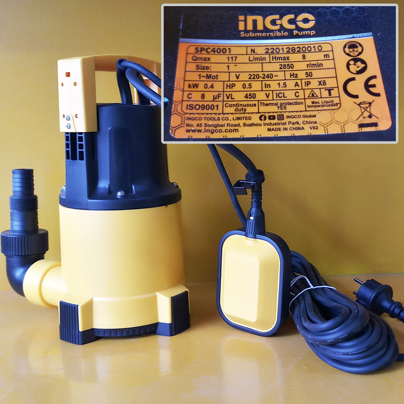 Máy bơm chìm nước sạch INGCO SPC4001 400W 0.5HP