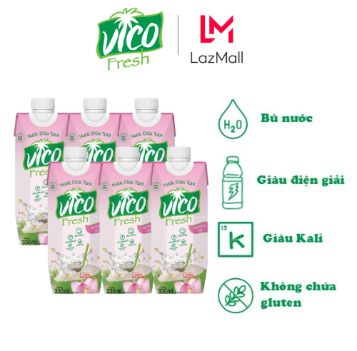 Thùng 8 hộp 330 ml Nước dừa sen Vico Fresh