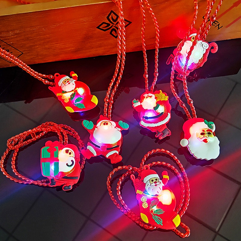 CW LED Luminous Necklace Toys For Girls Kids Cartoon Christmas Party Props