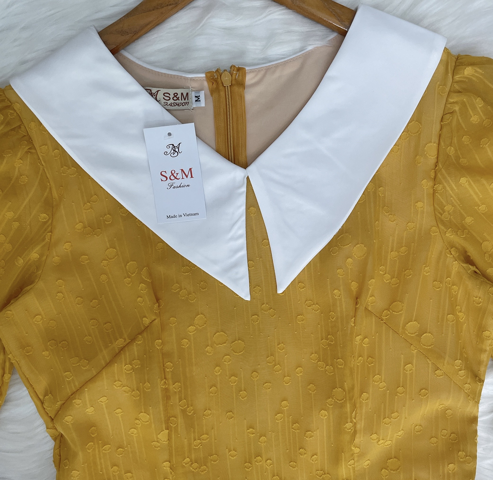 Đầm xòe voan giọt nước phối cổ trắng Misa - MS0263