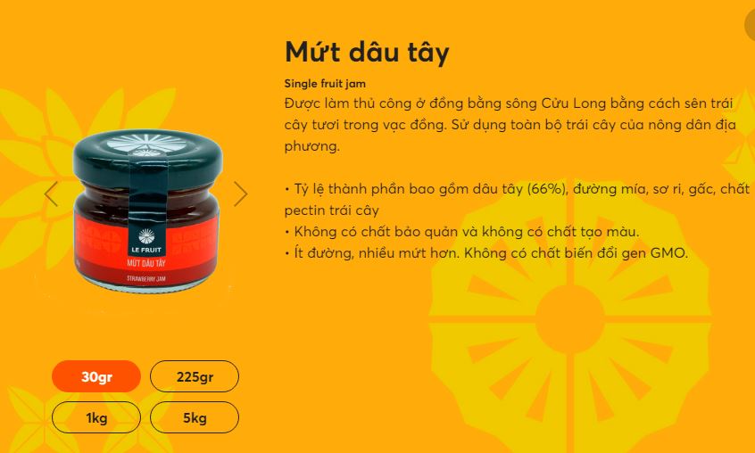 Mứt trái cây dâu tây Le Fruit 225g