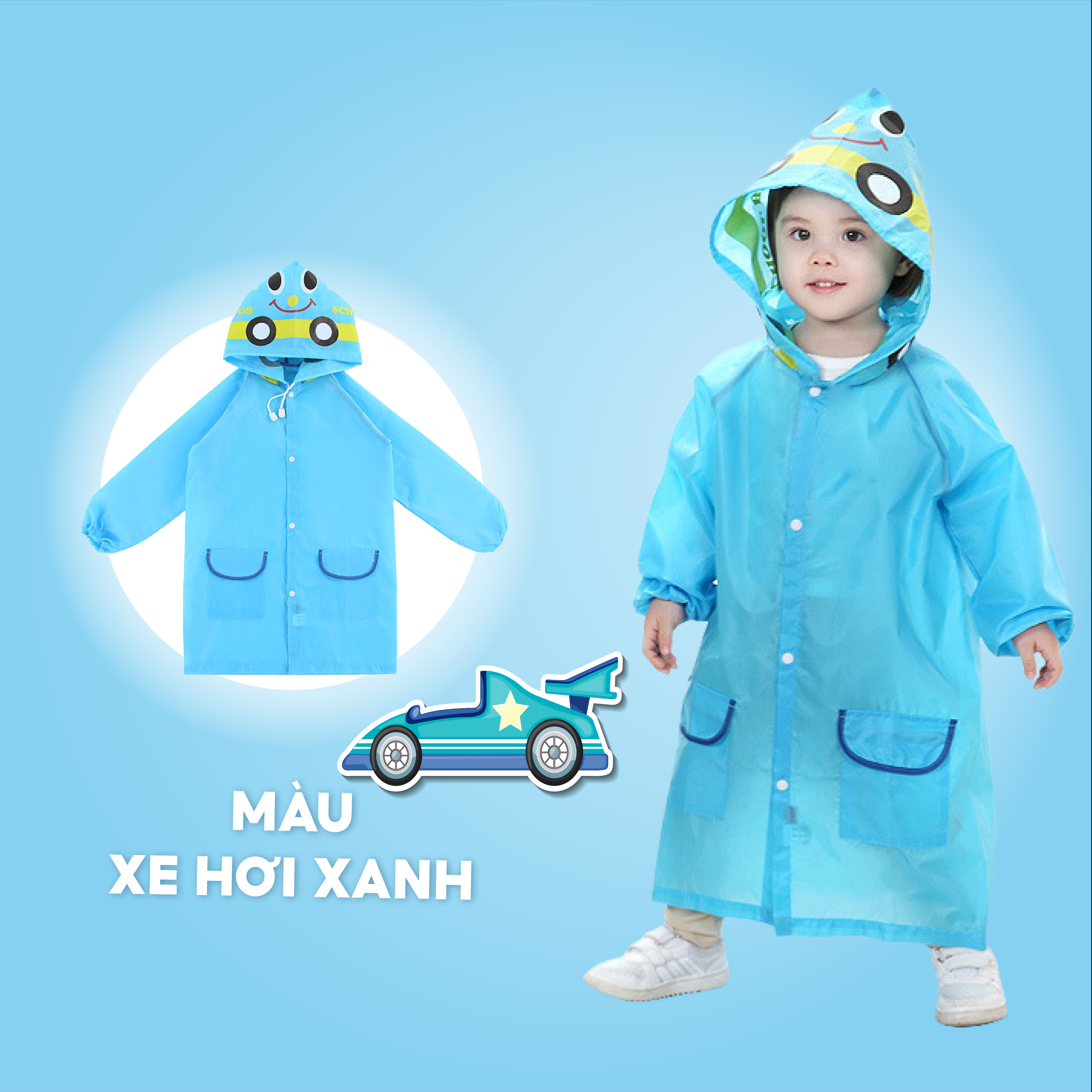 Áo mưa cho bé 2-7 tuổi xuất Nhật cao cấp Baby-S, Áo mưa trẻ em hình thú vui nhộn nhiều màu sắc đáng yêu – SAM001