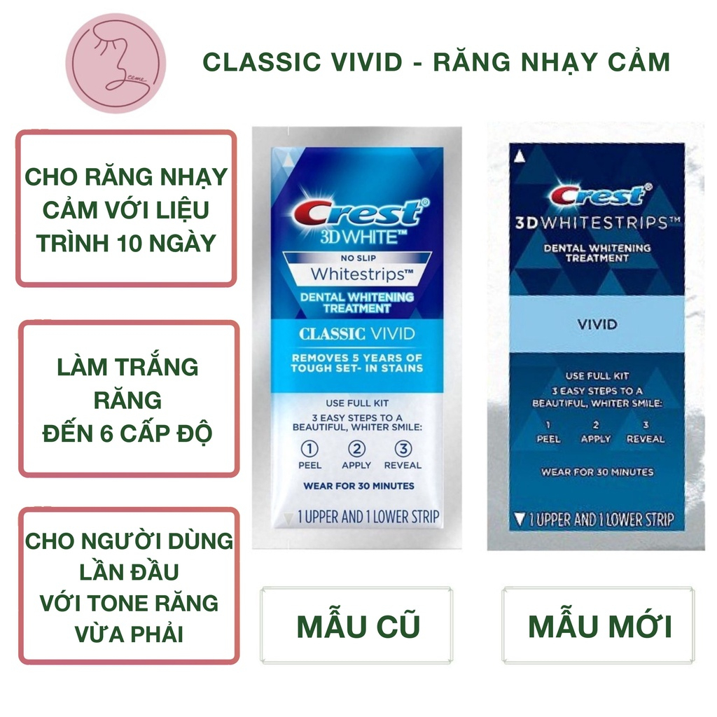 Miếng dán trắng răng Crest 3D White - Mỹ (Professional Effects/ Supreme Flexfit/ Glamorous/ 1 hour) Seeme Beauty