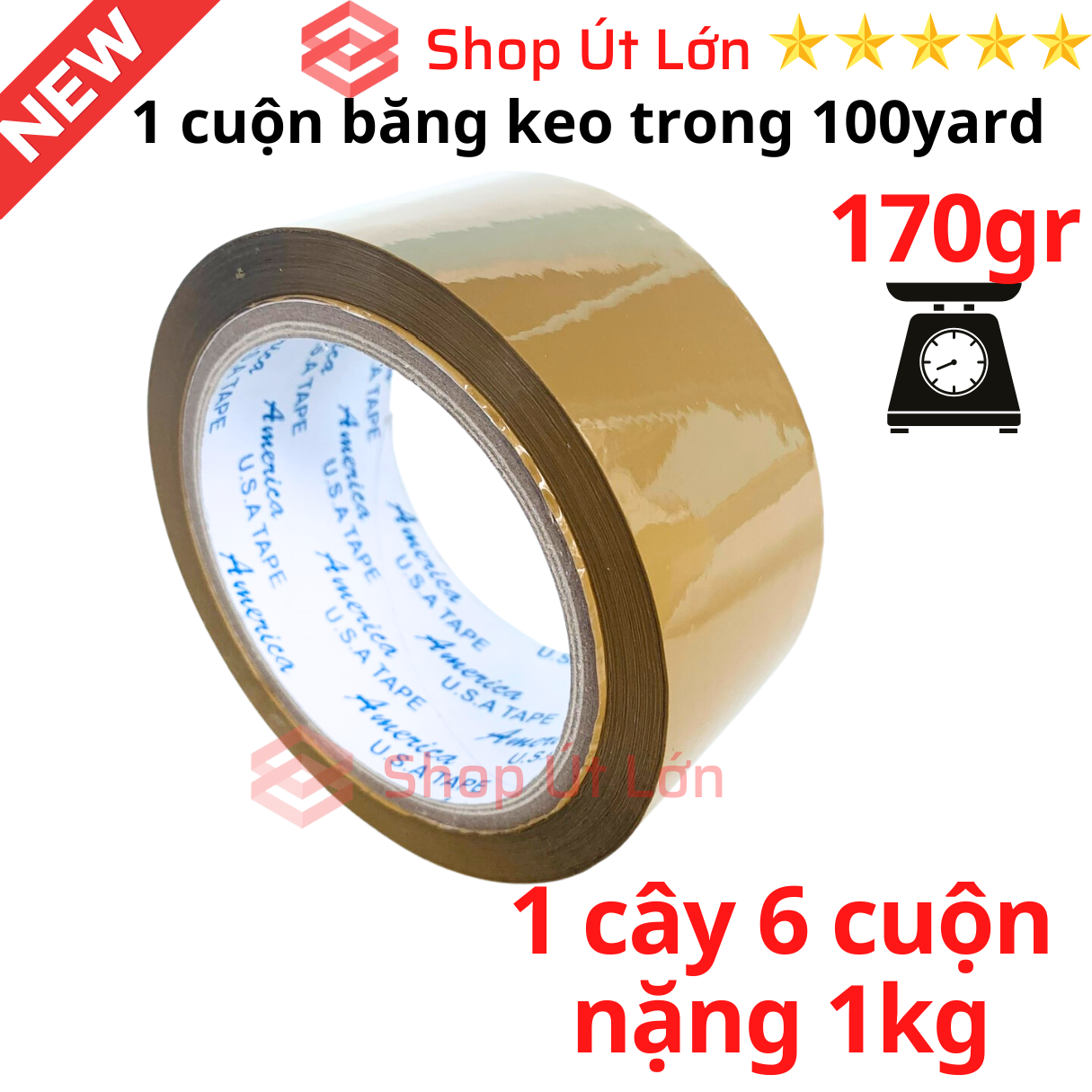 1 Roll of clear glue tape 100 yards hammer 170gram wide 4.7cm 5mm core 1 PCs 6 rolls of 1kg