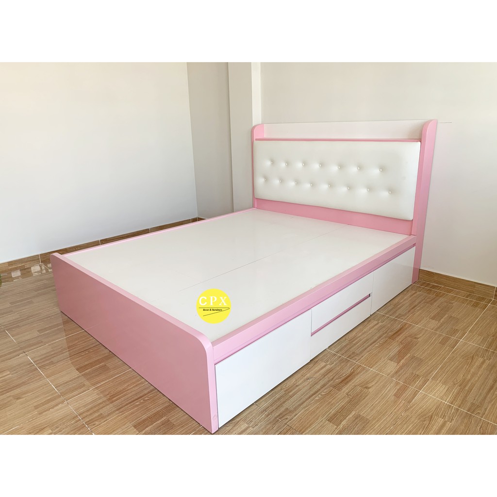 Giường ngủ bọc nệm, Giường nằm 4 hộc kéo chất liệu gỗ CN MDF sơn 2K CPX-G02 ( 160x200 cm )