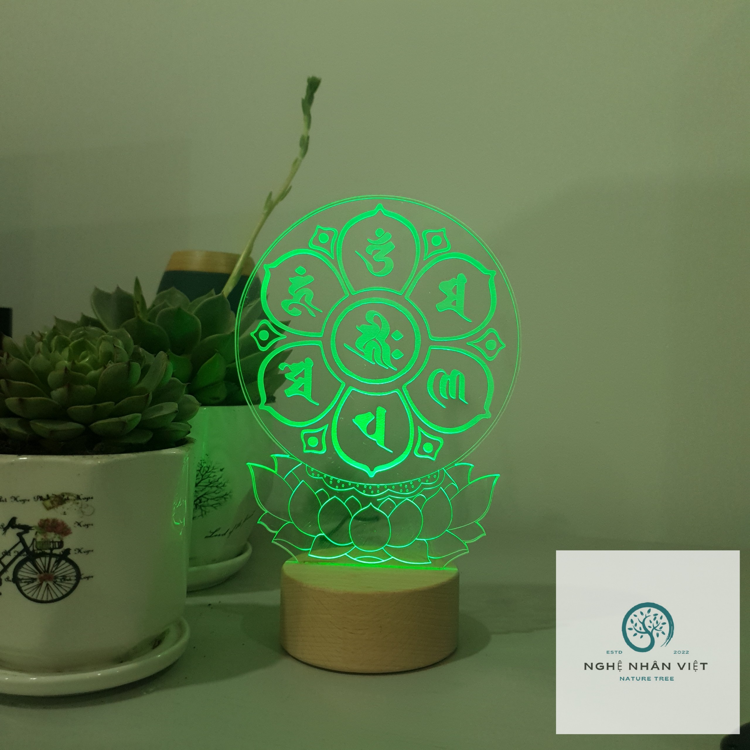 Đèn 3d Lục Tự Đại Minh Phạn Ngữ