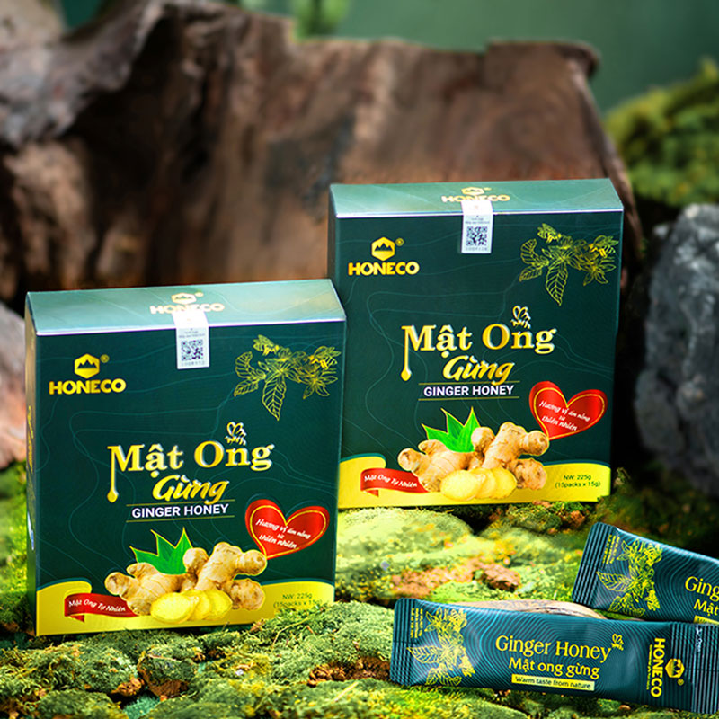 Mật ong gừng HONECO (Hộp 15 gói tiện lợi)