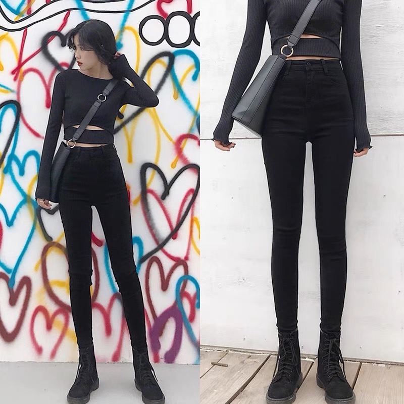 [HCM]Quần Jean Nữ Thời Trang Đen Trơn Siêu Chất PHƯƠNG VI FASHION. - Có Size Đại PV.DT.3 ( SET QUẦN JEAN + ÁO THUN ĐẶT RIÊNG )