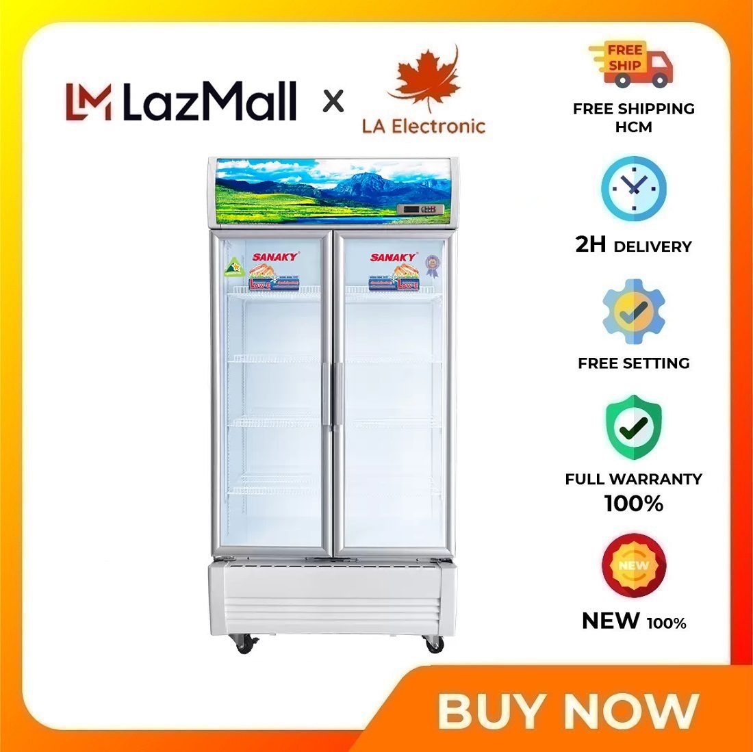 Tủ mát Sanaky Inverter 900 lít VH-1009HP3 - Miễn phí vận chuyển HCM - Inverter tiết kiệm điện Kính cường lực tráng phản xạ nhiệt