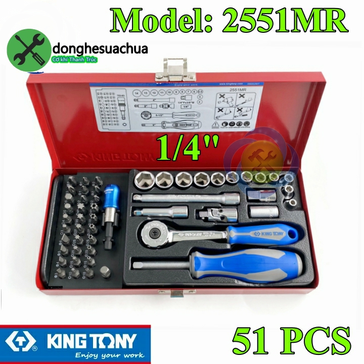 Bộ tuýp 1/4 kingtony 2551mr 51 chi tiết