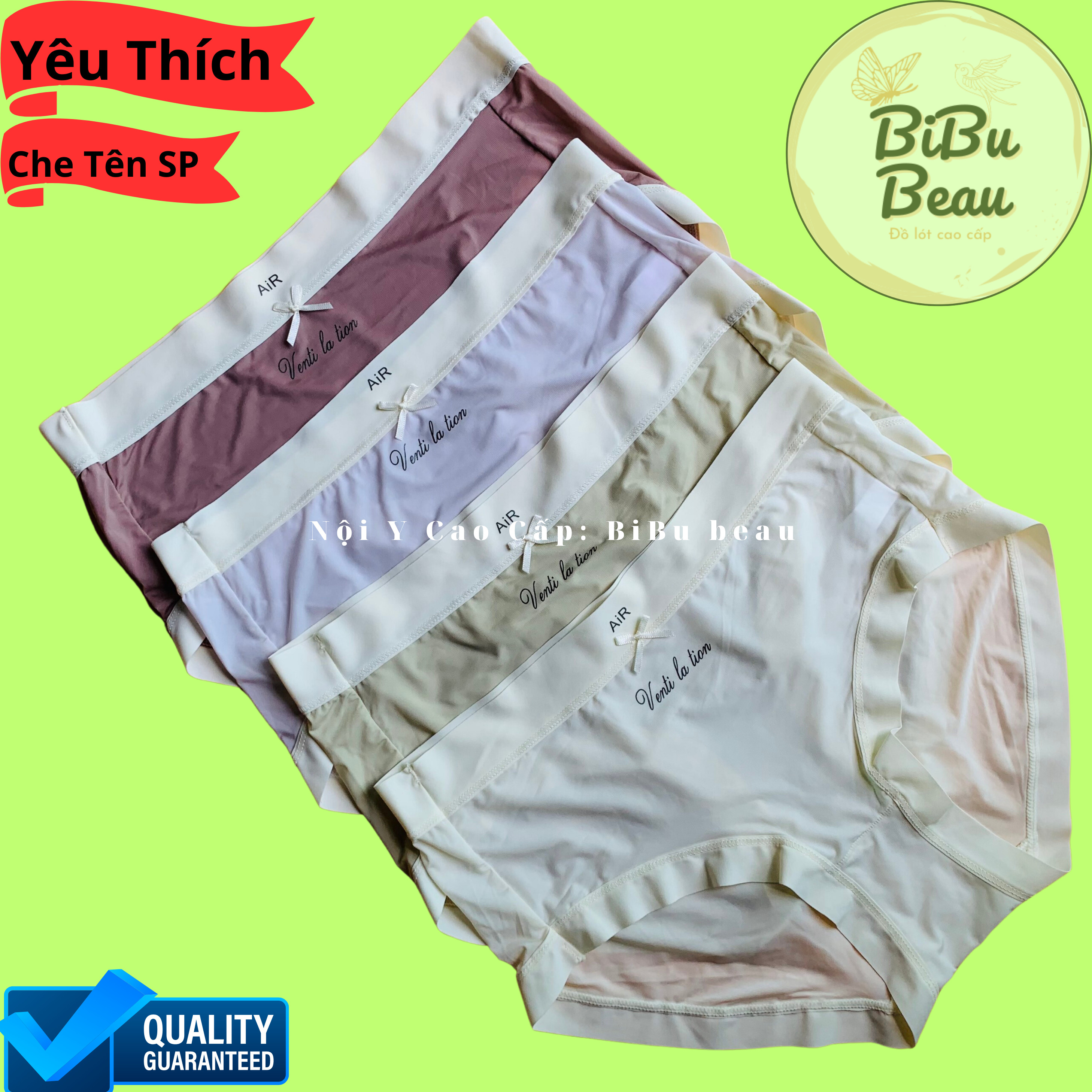 Combo 5 quần lót nữ lưng cao băng lụa cao cấp kháng khuẩn sang trọng , quần chíp su vải lụa - nội y cao cấp: bibu beau