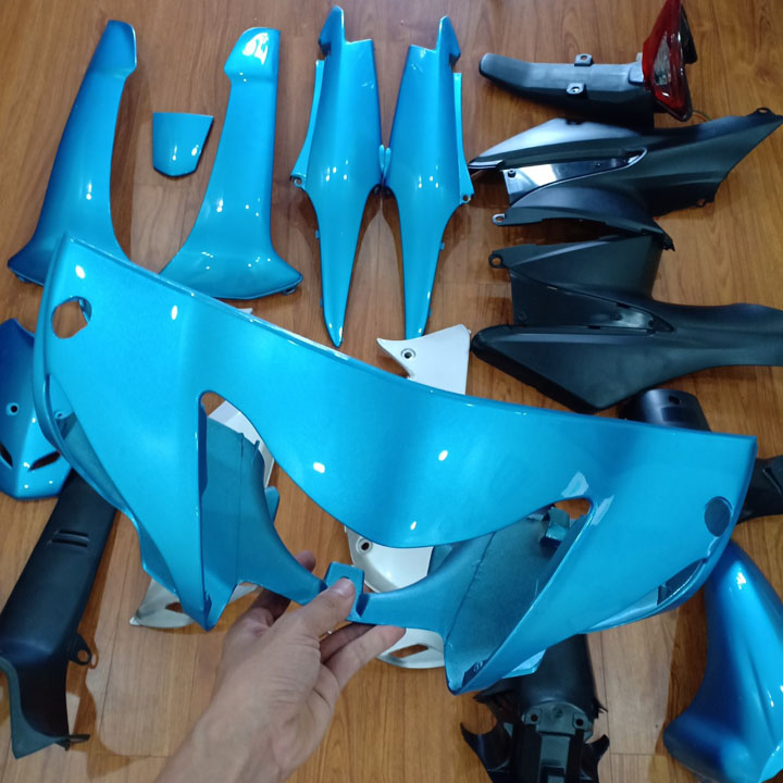 [QUÀ CHẤT - TẶNG BẠN PHA ĐÈN LED SIÊU SÁNG] Dàn áo xe Wave RS - Wave alpha đời 2006 trở lên, nhựa nguyên sinh ABS màu xanh ngọc - có KHUYẾN MẠI BỘ TEM 3 LỚP