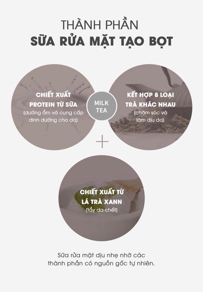 Sữa Rửa Mặt Cấp Ẩm Milk Tea Cream Foam