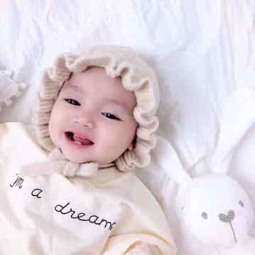 Mũ len bèo dây buộc dễ thương cho bé gái
