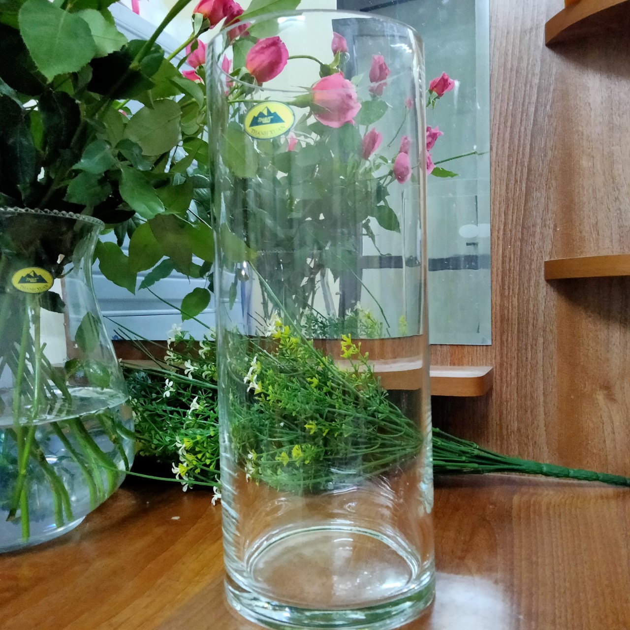 Bình thủy tinh trụ tròn cắm hoa độc lạ [ THỦY TINH SIÊU TRONG ]