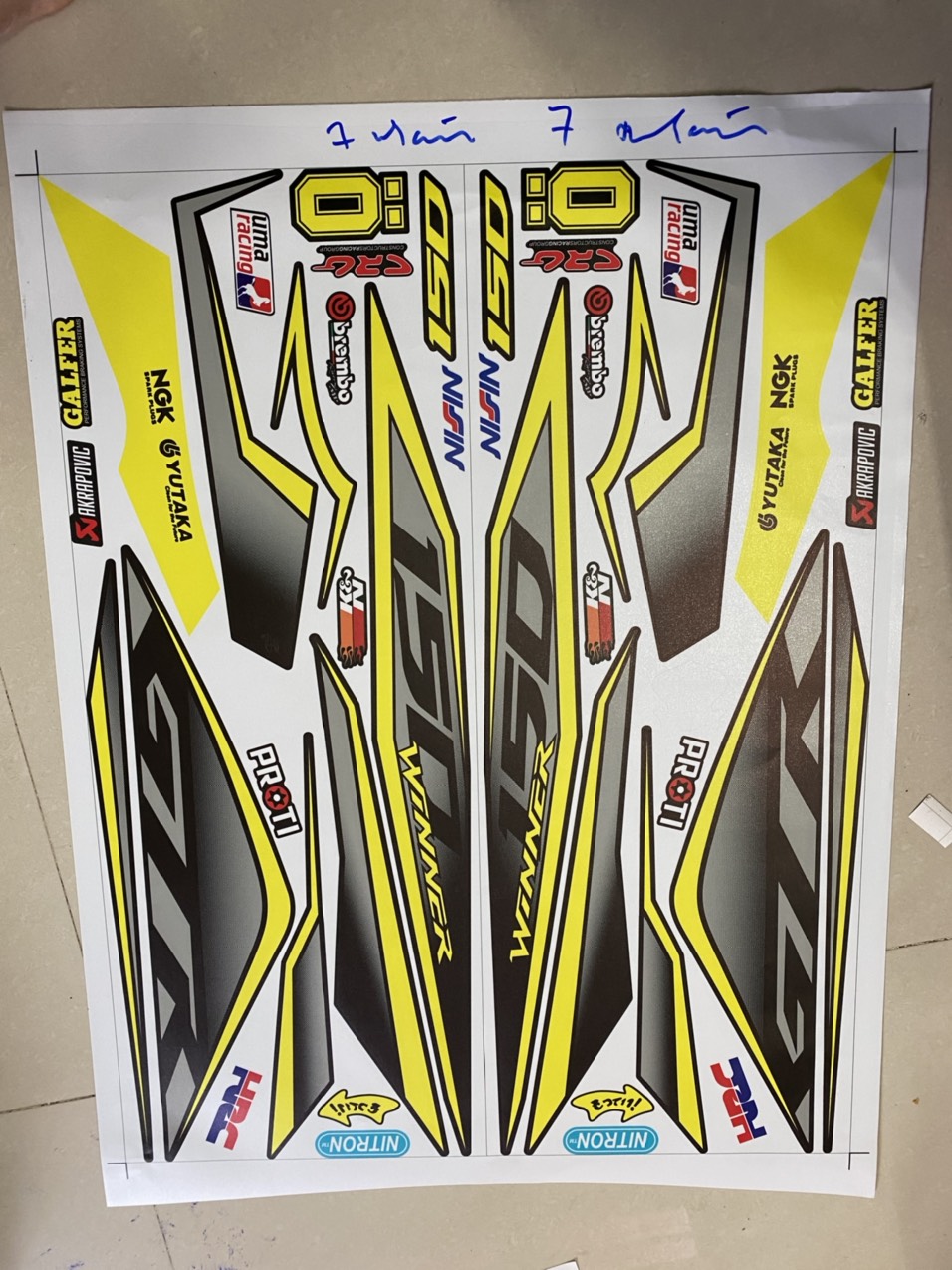 Tem rời winner gtr vàng đen