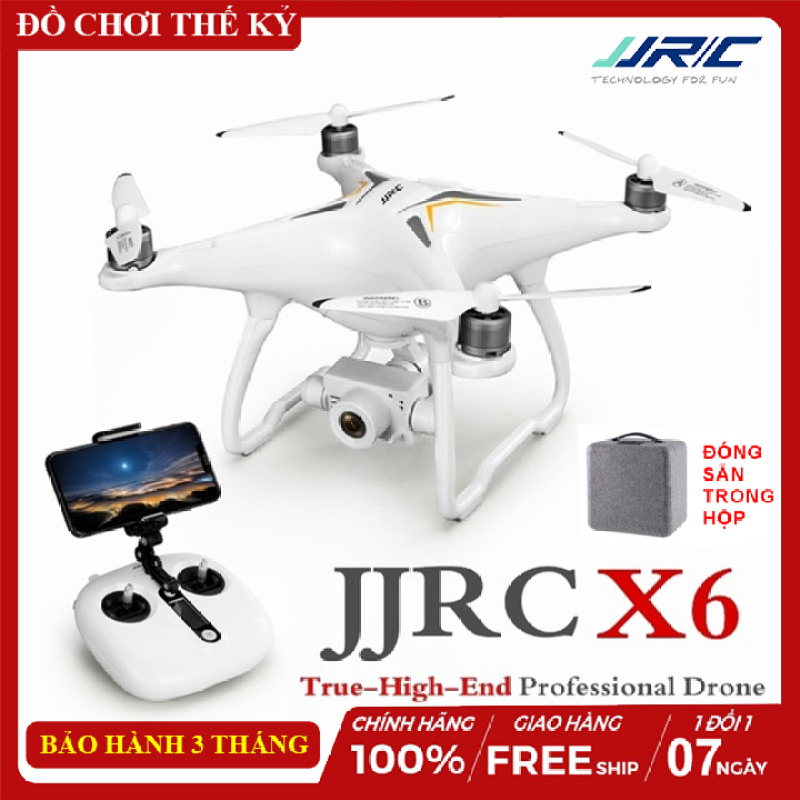 [ COMBO 2 PIN ] Flycam JJRC X6 thế hệ mới Động cơ không chổi than, Gimbal trống rung 2 trục, camera 1080P, thời gian bay 25 Phút