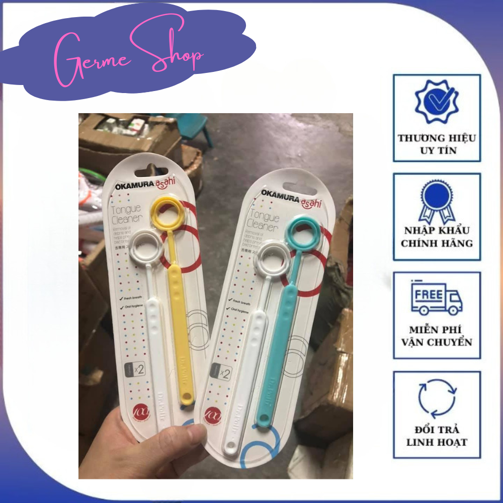 Okamura - Dụng cụ cạo lưỡi Asahi (Vỉ 2 cây)
