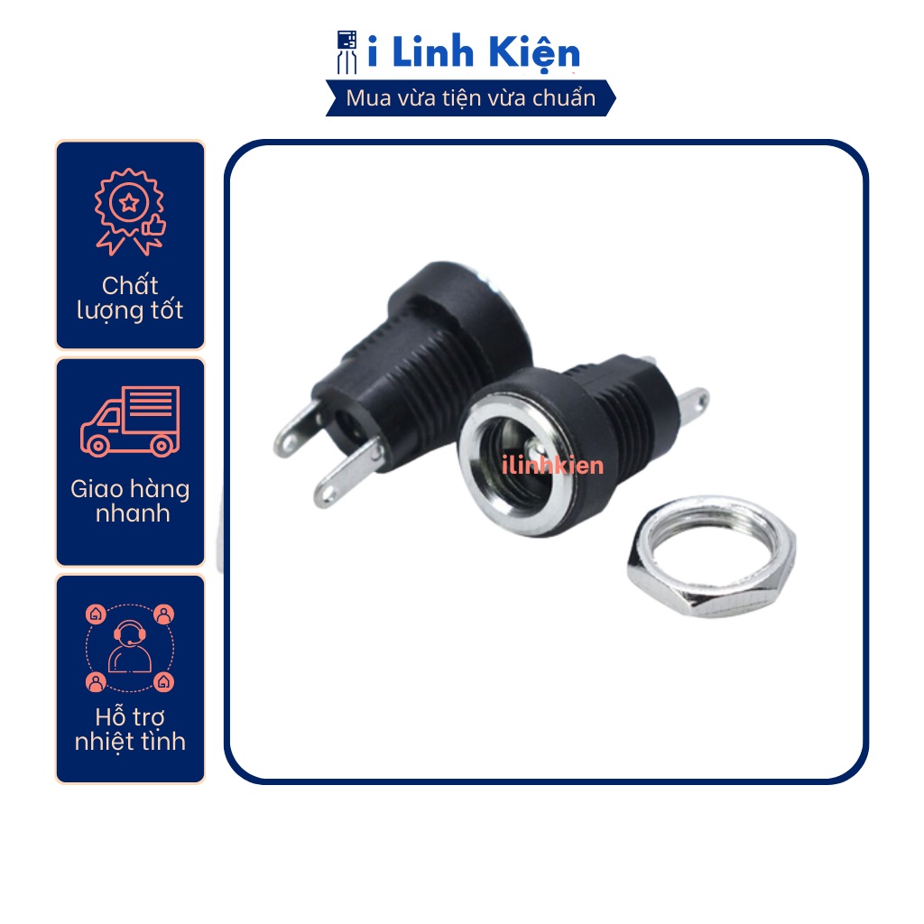 Jack nguồn dc cái 5.5x2.1mm sắt tròn dc-022b