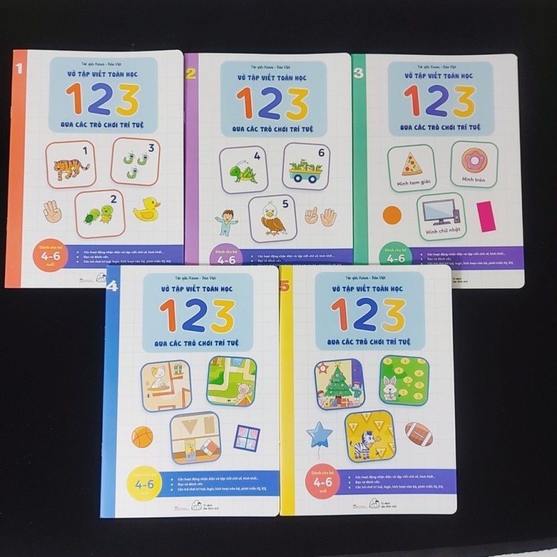 Sách- Vở nhận biết và tập viết 123 5 cuốn (dành cho bé 4-6 tuổi)