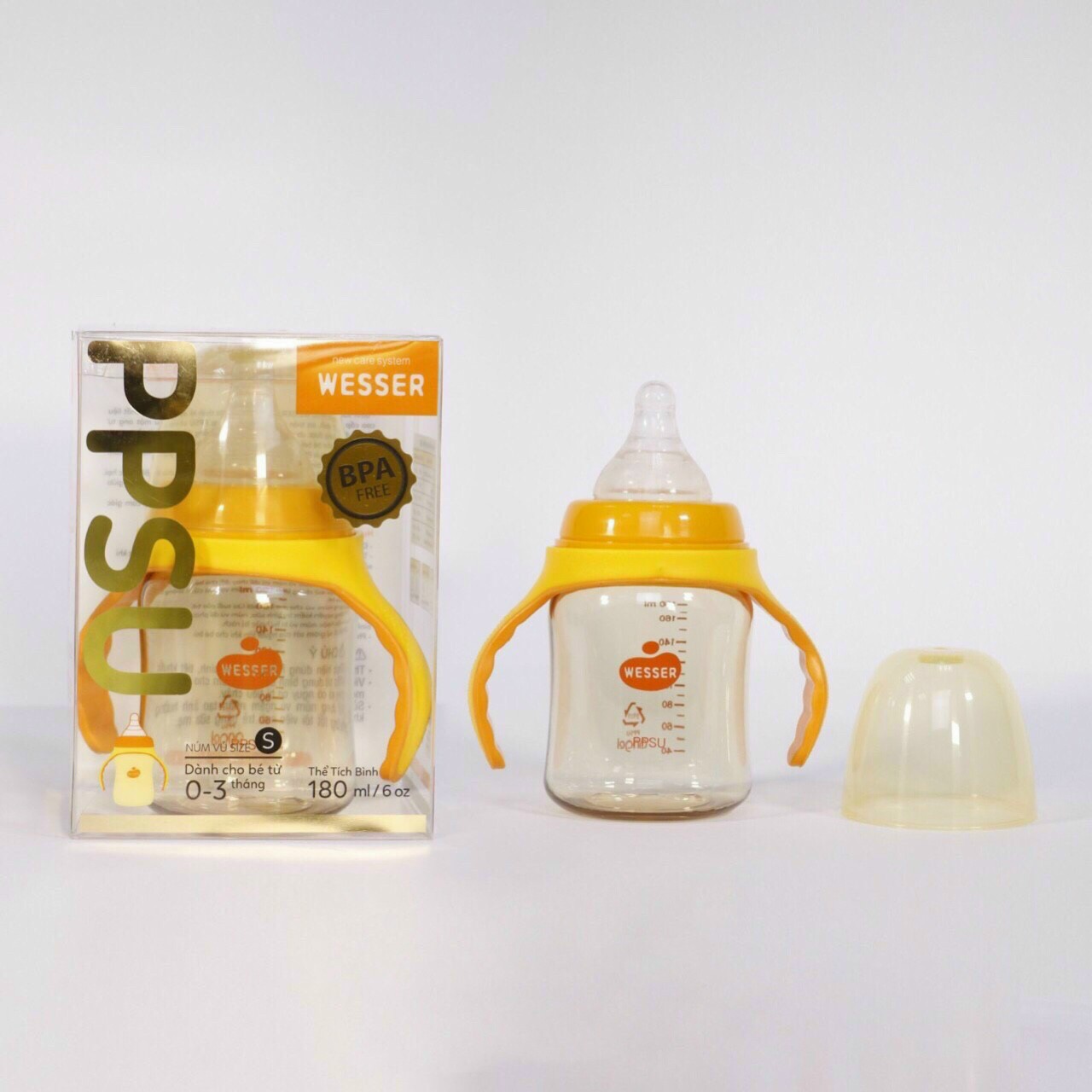 Bình sữa cổ rộng Wesser PPSU 180ml - S