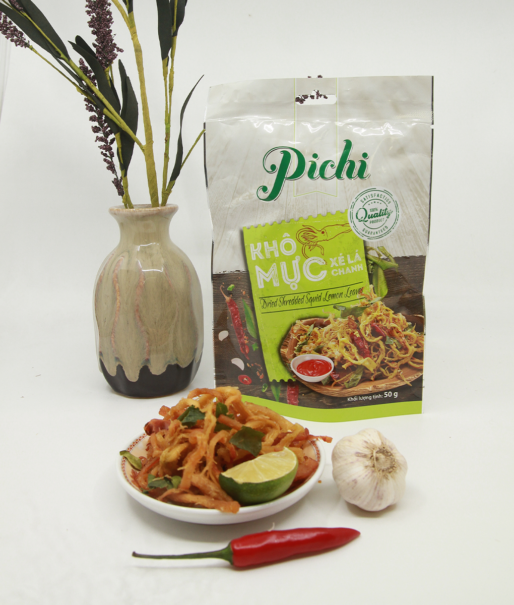 [HCM]Combo 3 gói Pichi Khô mực xé lá chanh 50g