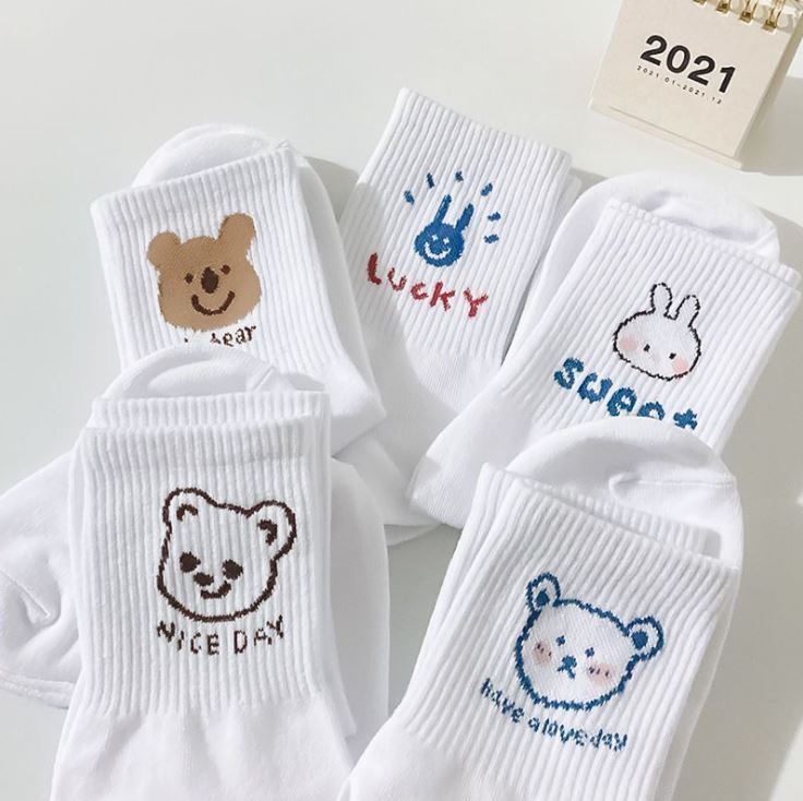 Set 5 Đôi Tất Vớ Cao Cổ Nữ Mix Gấu SS2