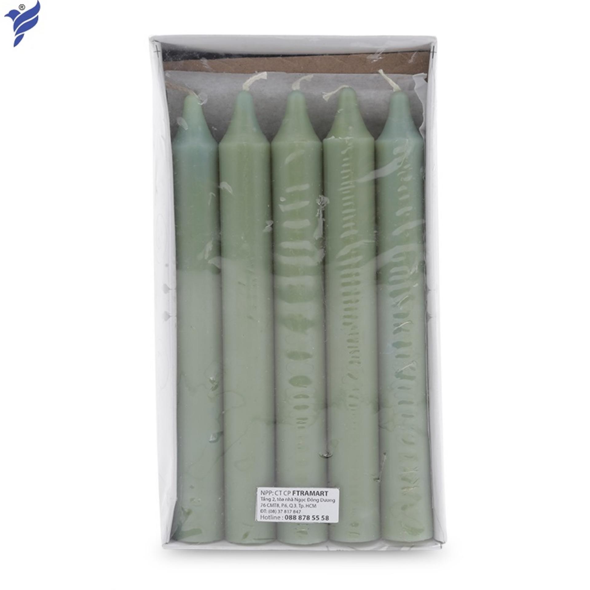 Hộp 15 cây nến thơm thẳng Quang Minh Candle FtraMart NQM0017 17cm (xanh lá)