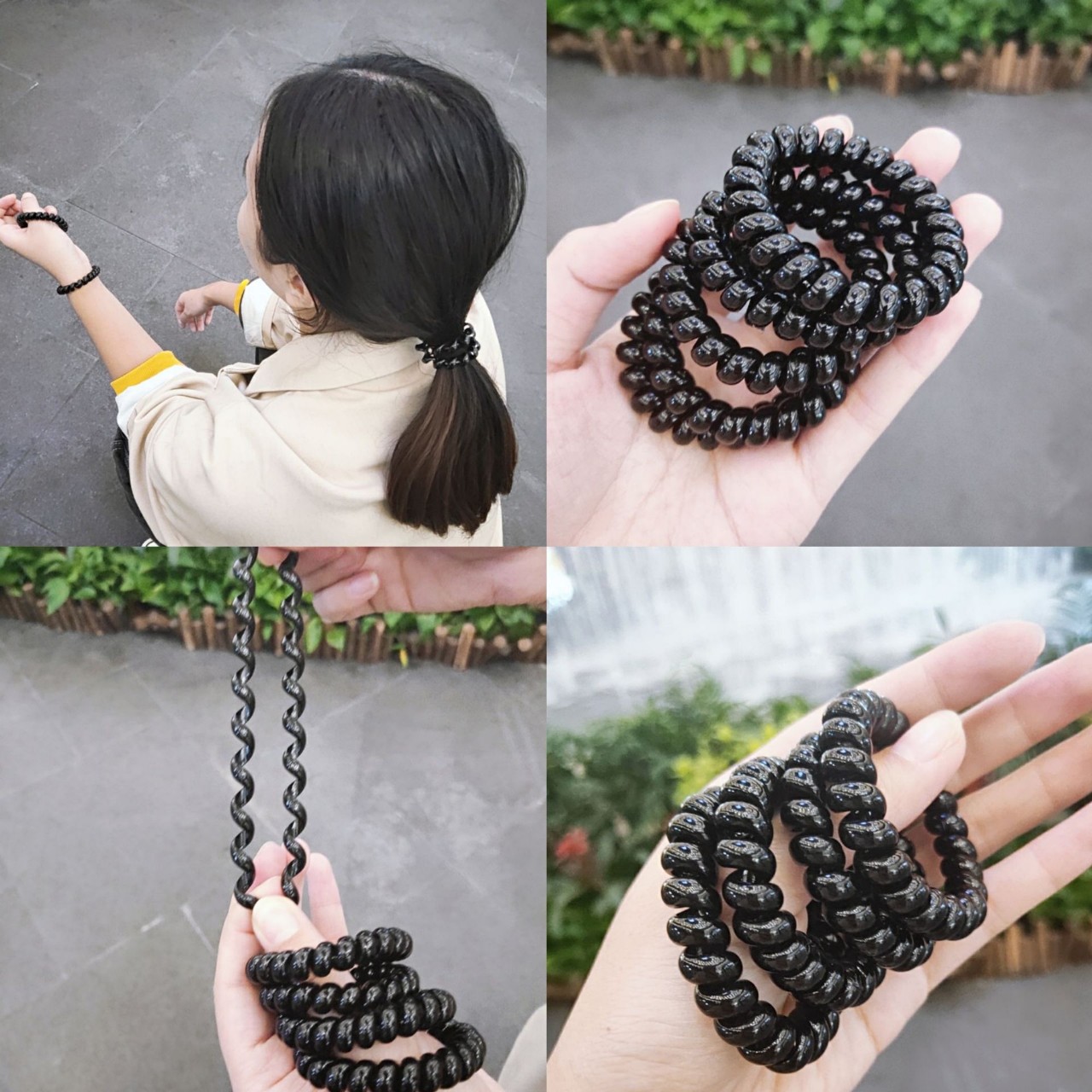 Set 5 cột tóc lò xo màu đen phụ kiện 68